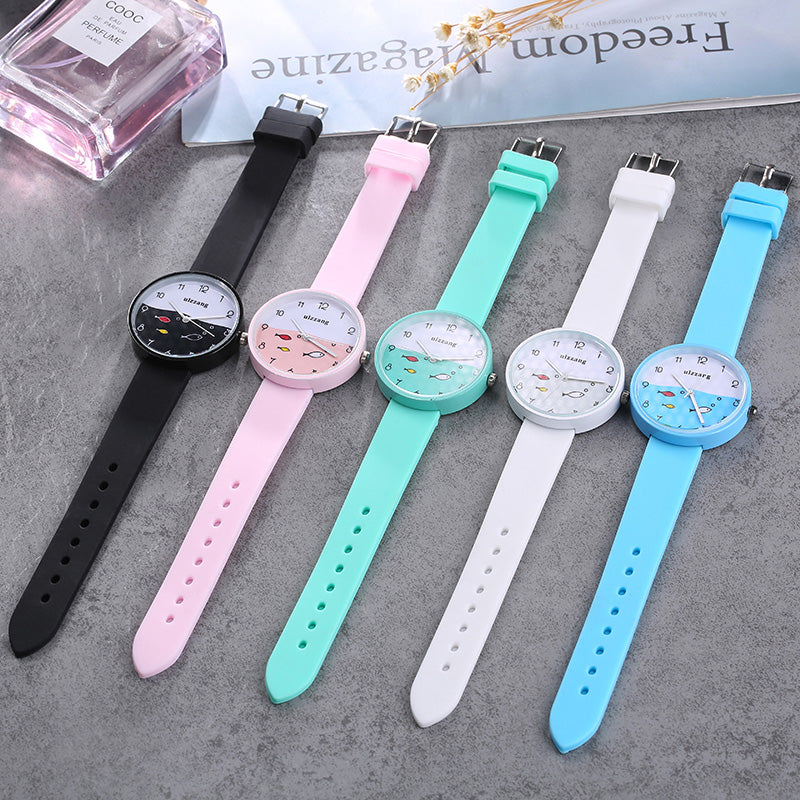 Children Watch For Girls Color Silicone Strap Fashion Quartz Wristwatch