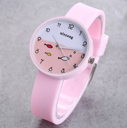 Children Watch For Girls Color Silicone Strap Fashion Quartz Wristwatch